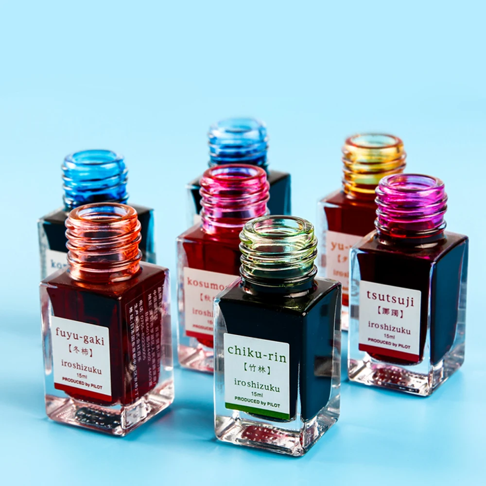 이로시즈쿠 미니 파일럿 잉크, 만년필용 비탄소 펜 잉크, 사무용품, 24 색 옵션, 15ml, 1 병