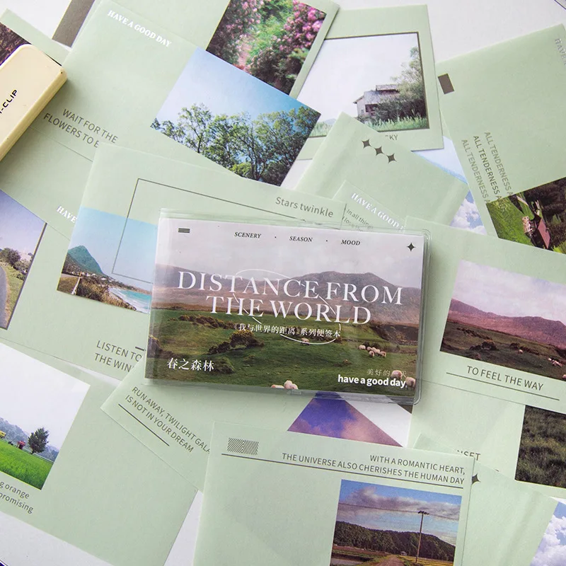 8 Styles INS Landscape Collage Base Paper Material Note Pad Funny Stationery Supplies Scrapbook Journaling Supplies Sticky Notes