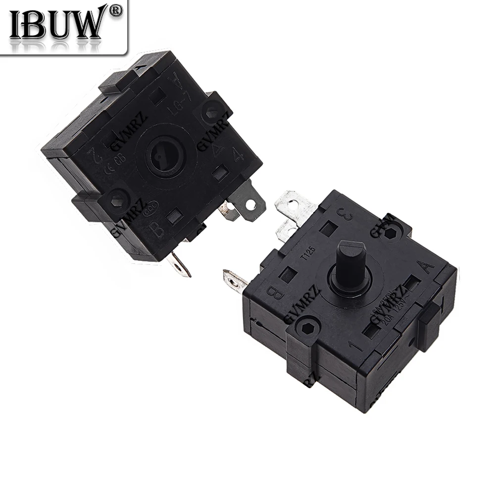 1PCS 2P 3P 5P 2P-5P 로터리 스위치 선택기 AC 250V 16A 라디에이터 전기 룸 히터 위치 2P 3P 5P