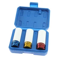 3Pcs 1/2" 17/19/21mm Tire Protection Sleeve Wall 79mm Deep Impact Wheel Nut Socket Set Auto Car Removal Tool 1