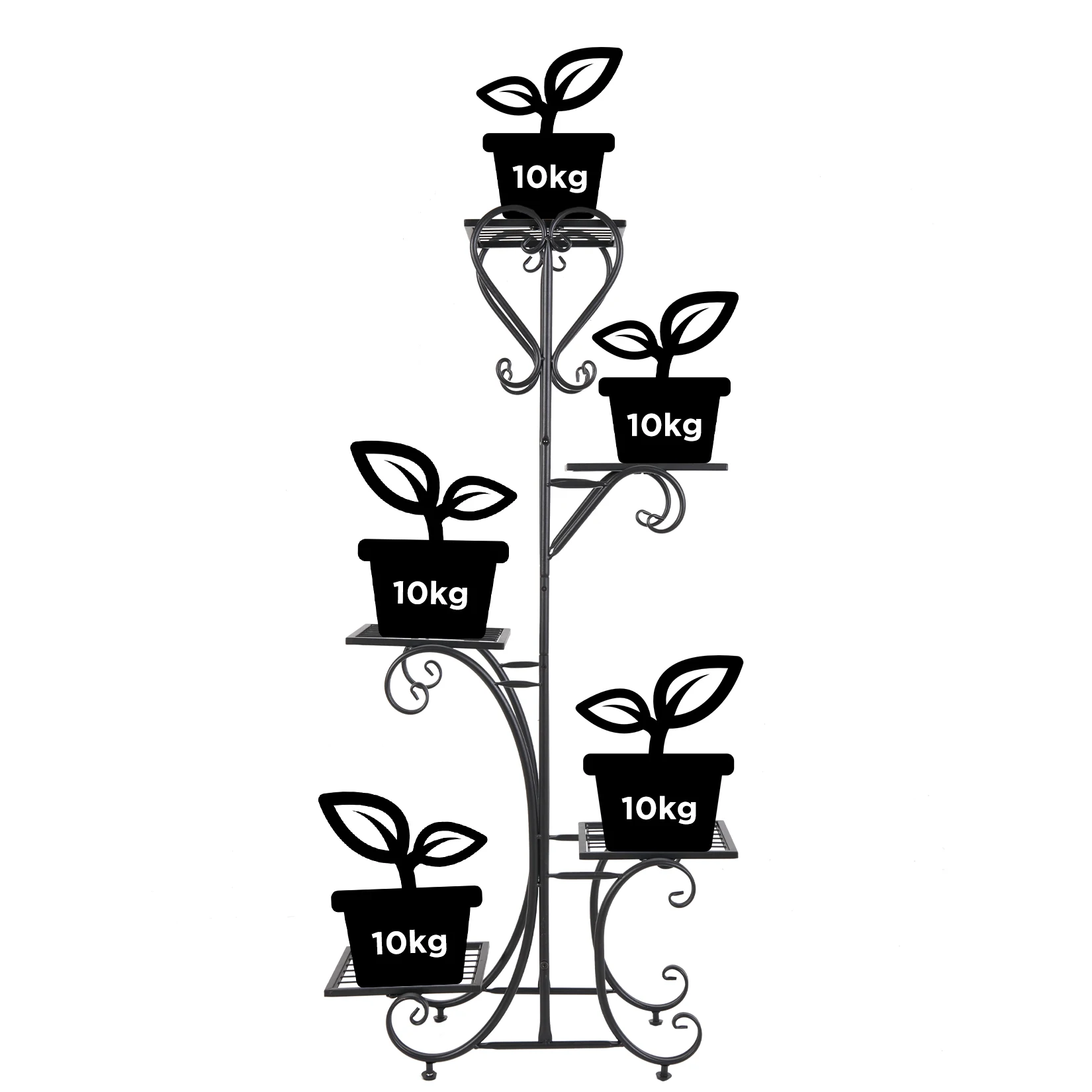 Plant Stand Tall Plant Rack Stand 5 Tiered Metal Plant Shelf Garden Flower Pots Display Holder
