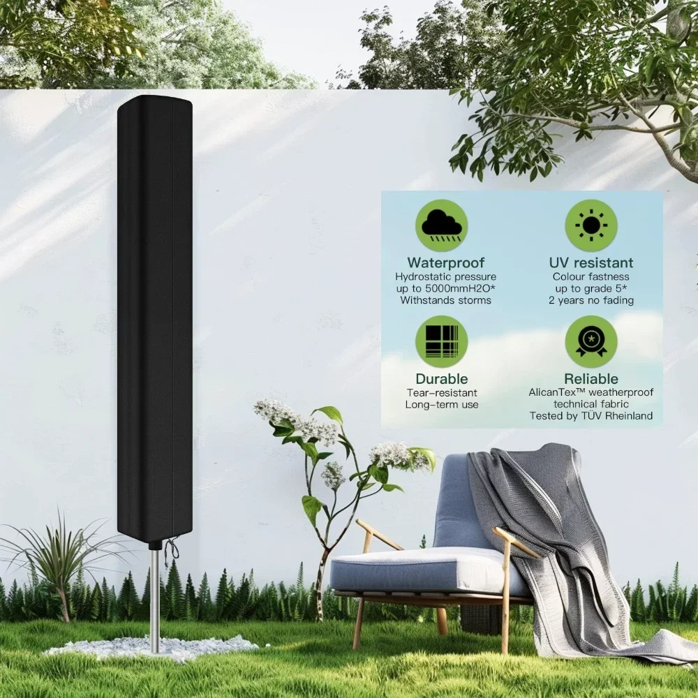 Rotary Outdoor Umbrella Drying Rack Clothes Line Protective Cover Outdoor Waterproof Windproof Adjustable Folding Protect Case