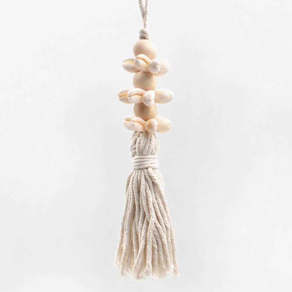 Wooden Beads Cotton Thread Shell Bohemian Hanging String Pendant Home Decor Wind Chimes Craft Tassels Farmhouse Rustic nament 4
