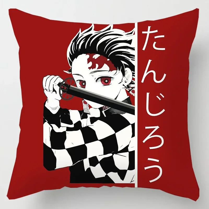 45 * 45CM Demon Slayer Kimetsu No Yaiba Pillowcase Home Decor Sofa Cartoon Anime Kamado Tanjirou Tomioka Giyuu Pillow Cover