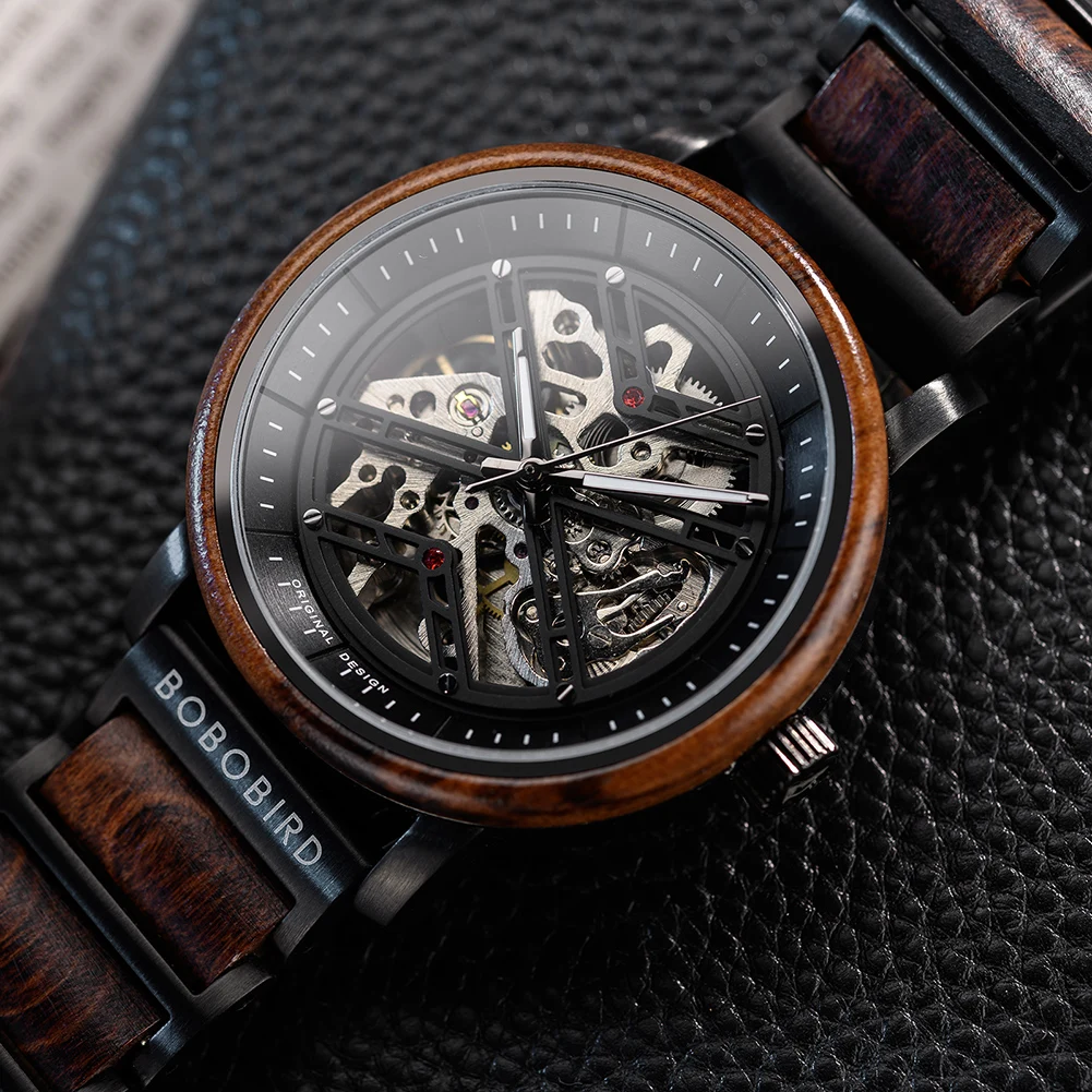 Mechanical Watch BOBO BIRD New Top Business Men Engraved