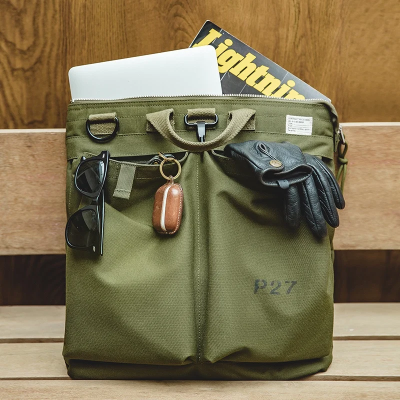 U.S. Military Jumbo Helmet Handbag Men Bag Vintage Jet fighter pilot Nylon backpack Waterproof Laptop Crossbody Bag 1