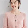 Cashmere cardigan women'sO-neck solid color long-sleeved cashmere coat is slim and versatile knitted sweater. 4