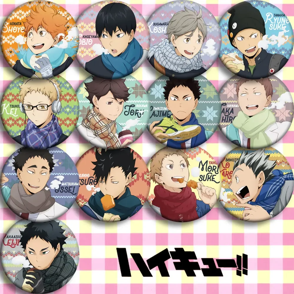 

Tobio Kageyama Kei Tsukishima Kotaro Bokuto Costumes Badge Anime Peripherals Winter Version Character Cosplay DIY Props