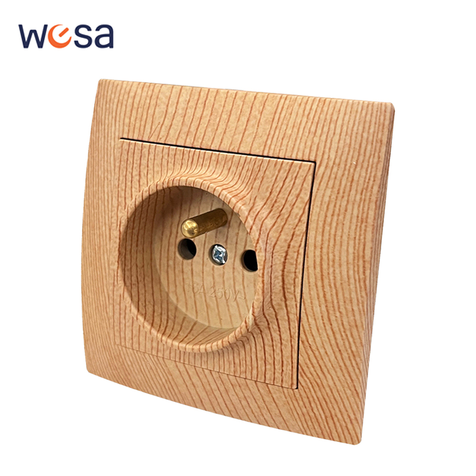 Wood Wall Socket Paint Plastic With Ground 250V Power Sockets Classic France Standard Flame Retardant Electrical Outlets Socket