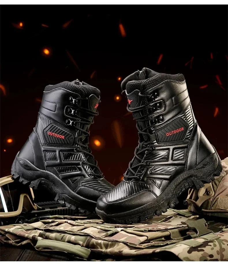 Hohe Qualität Männer Marke High-Top Leder Stiefel Atmungsaktive Desert Combat männer Stiefel Outdoor Schuhe Nicht-slip wandern Stiefeletten – Detail 24