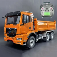 RC Trucks 1/14 6x6 RC Hydraulic Dump Truck CNC Metal Head Shell with Light and Sound System Metal RC Car Model Toys for Boys 1
