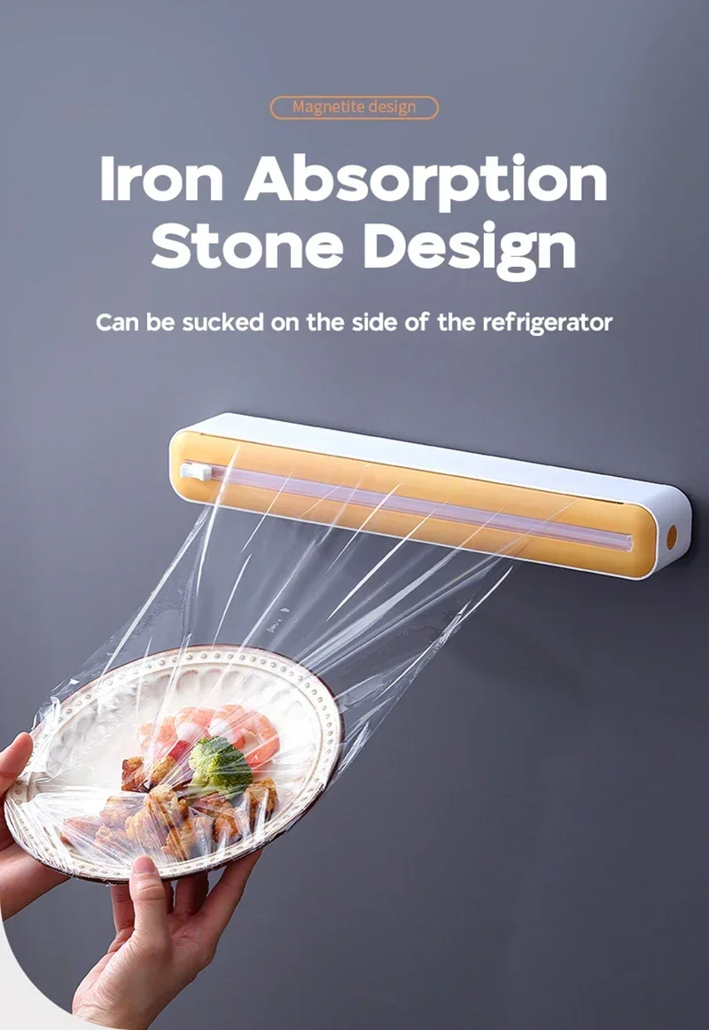 Description Picture 6 of itemPlastic Wrap Cutter Food Film Dispenser Adjustable Storage Cutting Box Creative Kitchen Tools Aluminum Foil Stretch Film Cutter