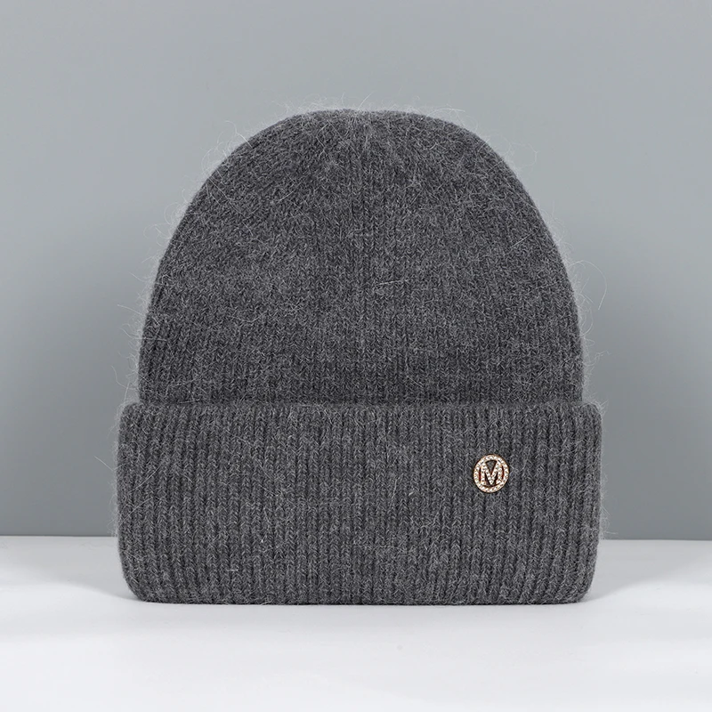 Women's Fashionable Real Rabbit Fur Winter Beanie - Warm and Stylish Solid Hat