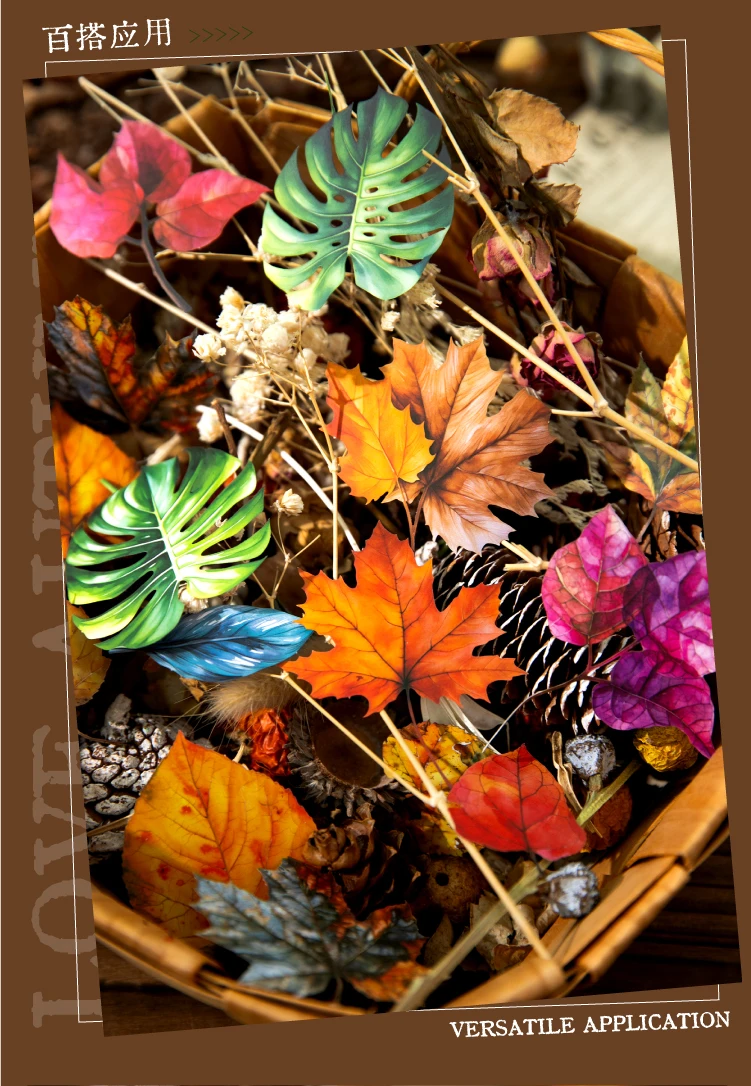Journal GO 20 Stück goldene Herbst-Fallenblatt-Landschaftsaufkleber für Karten, Basteln, Dekoration, bunte Blätter, Sammelalbum, Graffiti – Detail 9