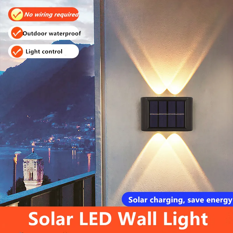 Solar Wall Lamp Outdoor Waterproof Up and Down Luminous Lighting Navidad Garden Decoration Solar Lights Stairs Fence Sunlight luminous sand glow in dark decoration filler epoxy resin silicone molds for diy decor nail art jewelry making materials crafts