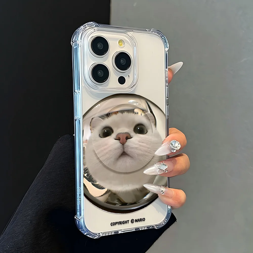 Magnetic Korean Ins Cute Kitten Clear Anti-Fall Phone Case