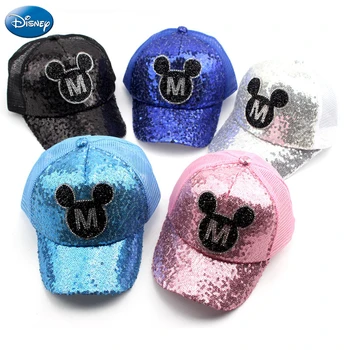 New Disney Children Baseball Caps Breathable Mickey Sequin  Cartoon Sun Visor Hat Boys Girls Adjustable Leisure Peaked Caps 1