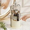 Rotating Birdcage Makeup Brush Organizer - 360° Spinning Cosmetic Holder, Compact Travel Case for Bathroom Vanity Countertop 5