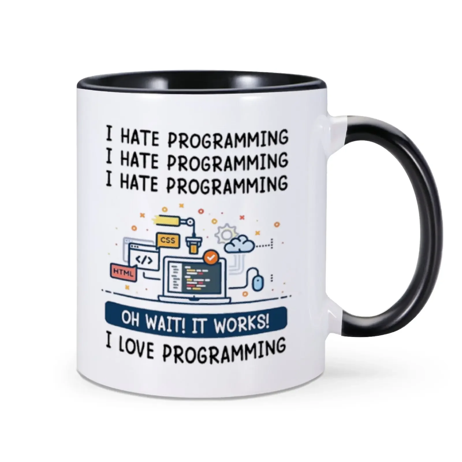 Premium Ceramic Mug - I Love Programming Design, 11oz Coffee & Tea Cup Gift