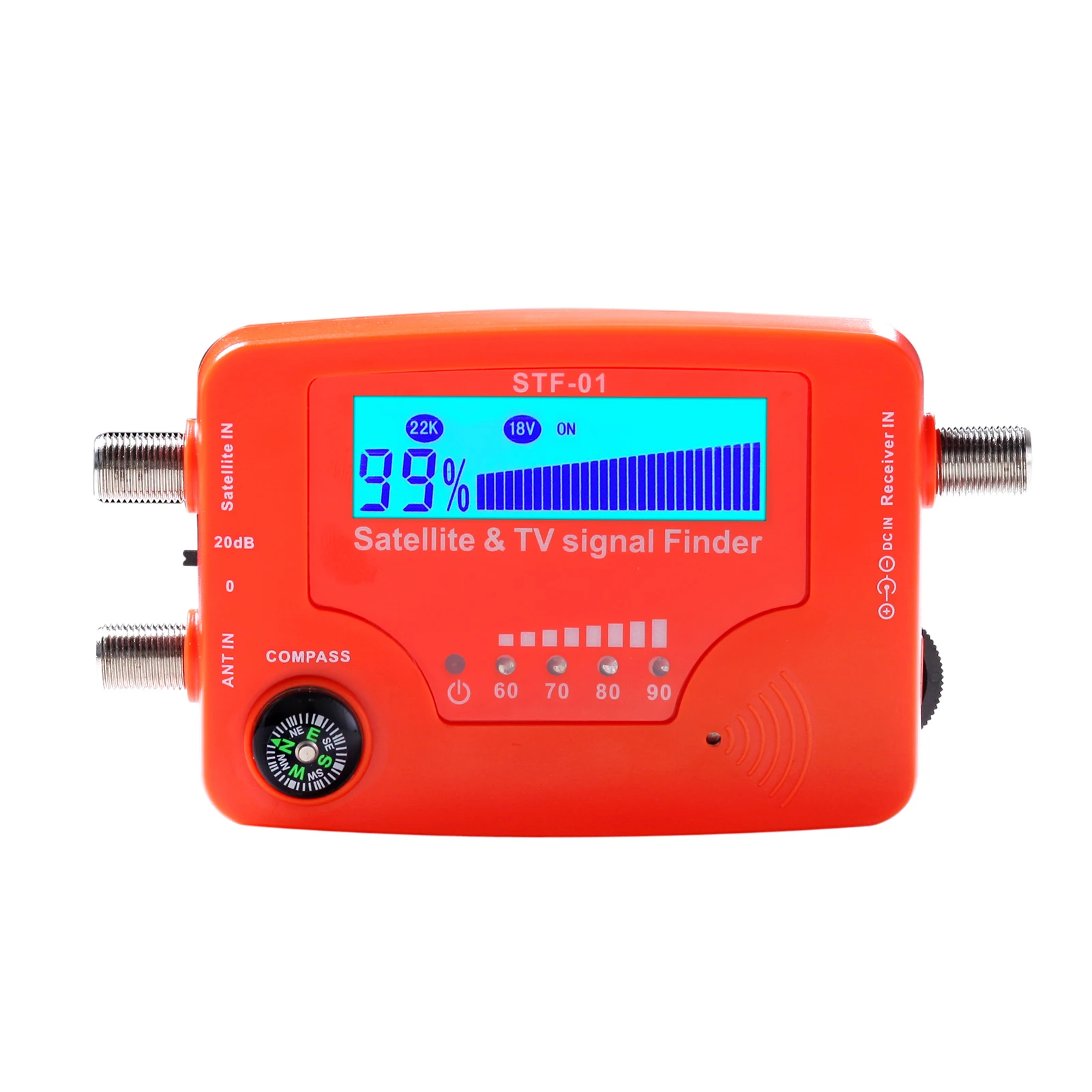 Cimple Co TV Antenna Signal Strength Meter - LED Display Finder With Coax Cable For Digital OTA HDTV & RV Use