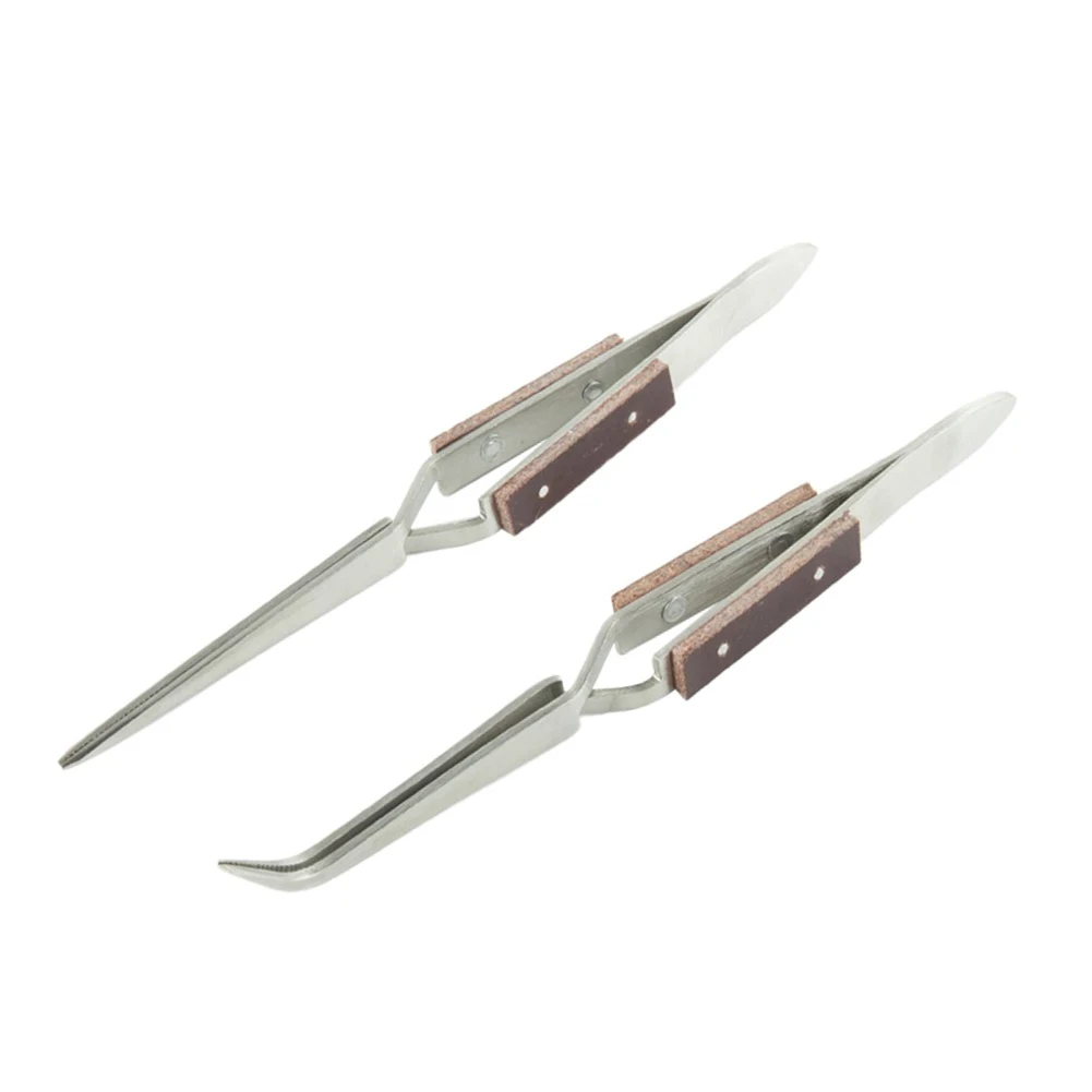 Stainless Steel Cross Locking Lock Tweezer Self Closing Jewelry Soldering Craft Repair Tool Insulated Tweezer Straight Elbow Tip