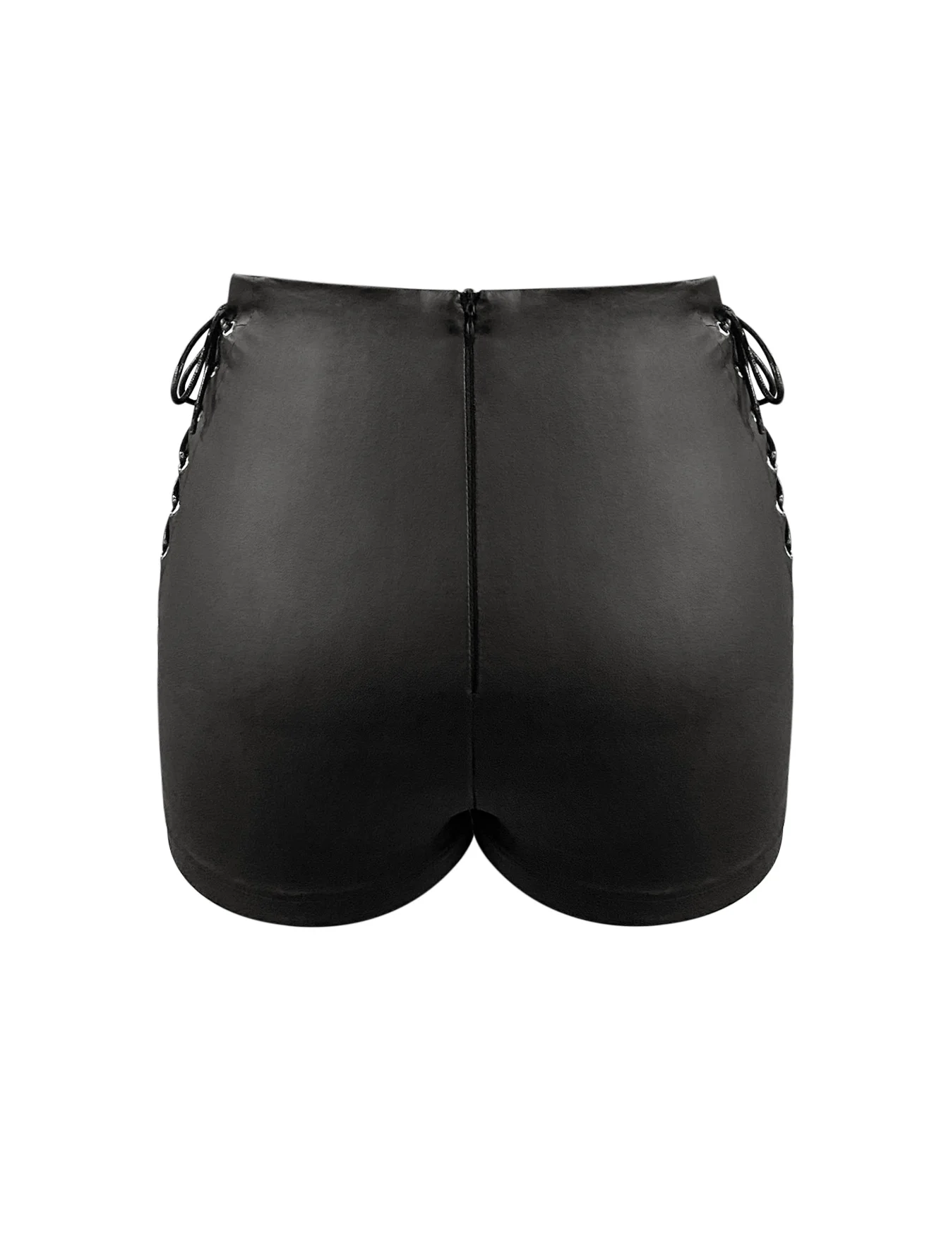 LW-Short taille haute en faux cuir pour femme, design bandage, fesses, élastique, serré, sexy, bottes, mince