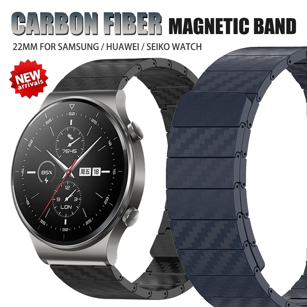 

20 22mm Magnetic Carbon Fiber Band for Huawei Watch 4 Pro GT2/3/2e Metal Loop for Samsung Galaxy 46mm 3/4/5 Gear Sport Men Strap