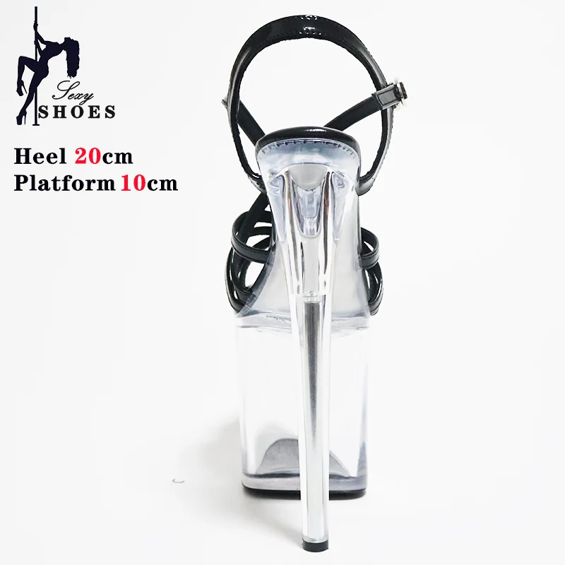 8Inches/20cm Women's Sandals with Heels Exotic Crystal Rransparent High Stripper Pole Dancing T-show Model Catwalk Lady Shoes