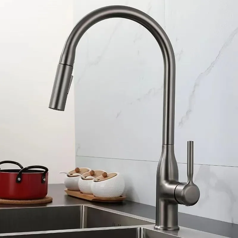 gegve-真ちゅう製の蛇口温水と冷水を混合するためのキッチン蛇口回転式スプリング蛇口