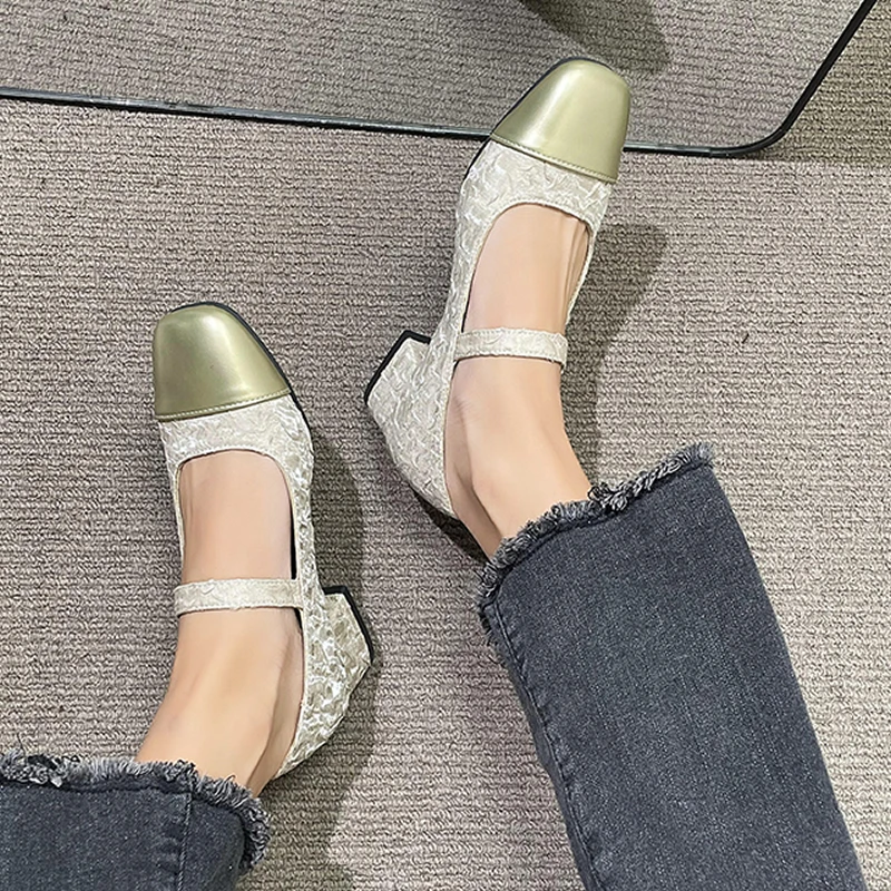 New French Mary Jane Shoes In Spring 2024 Casual Fashion Women's Shoes with Skirt Temperament Single Shoes Medium and Low Heels