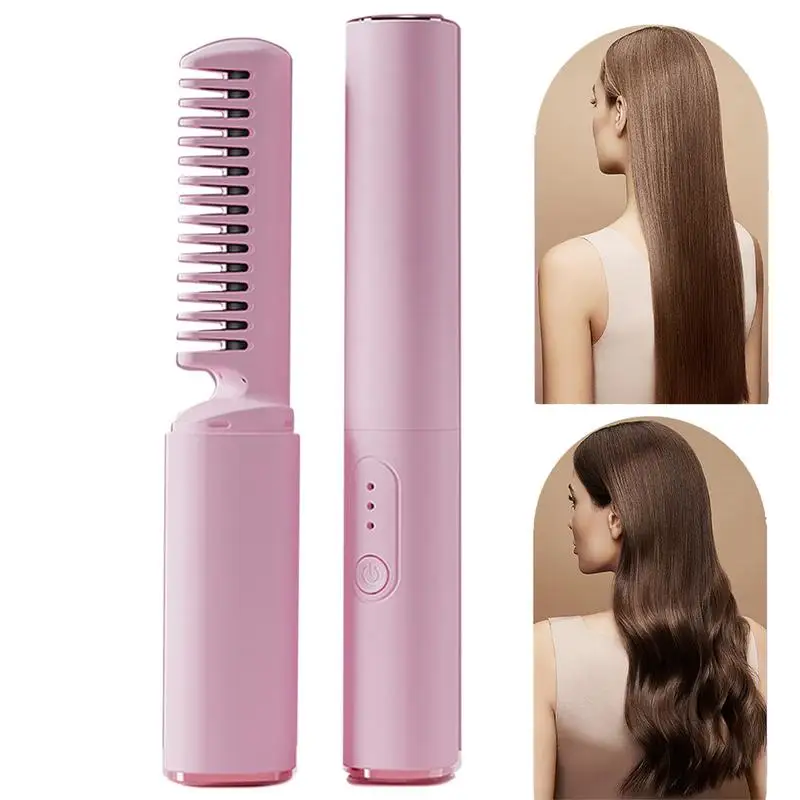 

Wireless Hair Straightening Comb Anti-Scald Smooth Frizzy Hair Fast Heated Straightener Brush Mini Hot Comb Styling Appliances