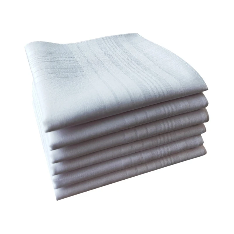 Absorbent Handkerchiefs Cotton Square Towel Hankies Men White Bandannas Hankies Sweat Wiping Towel Pocket Square 5PCS pocket square mini handkerchief