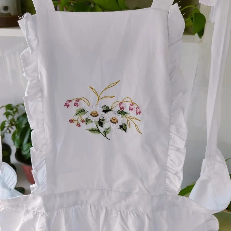 Tablier de femme de chambre vintage à volants avec deux poches, cadeau