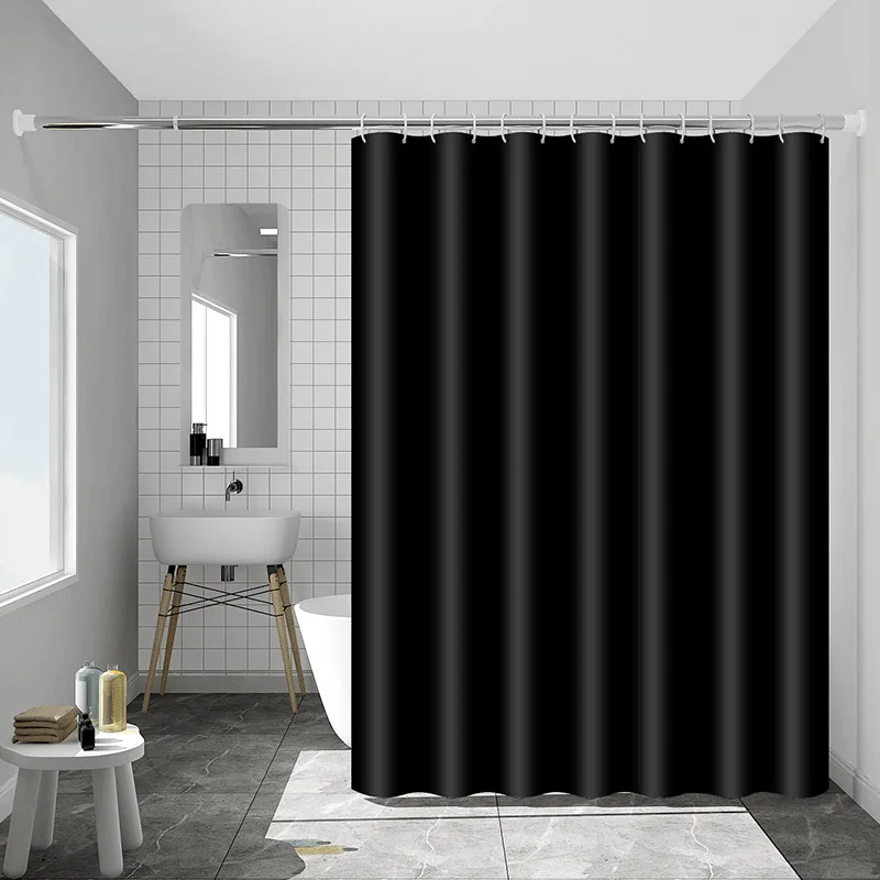 

Shower Curtain Waterproof Mildew Proof Bath Curtains Thick Polyester Cloth Bathtub Partition Curtain With Hooks Bathroom Decor