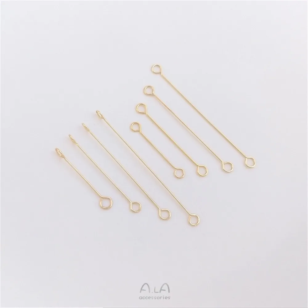 14K Gold Covered Double Head 9 Word Pin Anello Orizzontale Estremamente Fine Anello Verticale Biella Accessori Per Ornamenti