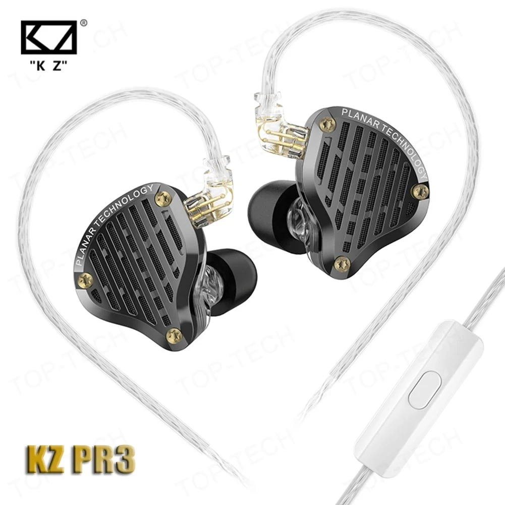 KZ PR3 평면 드라이버 IEM 유선 이어폰, 음악 헤드폰, HiFi 베이스 모..