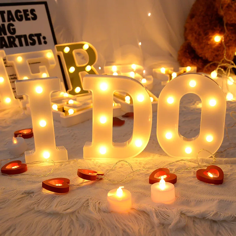 

Alphabet Letter LED Lights Gold White A-Z Alphabet 0-9 Number Lamp Decor Wedding Birthday Party Home DIY Night Light Decorations