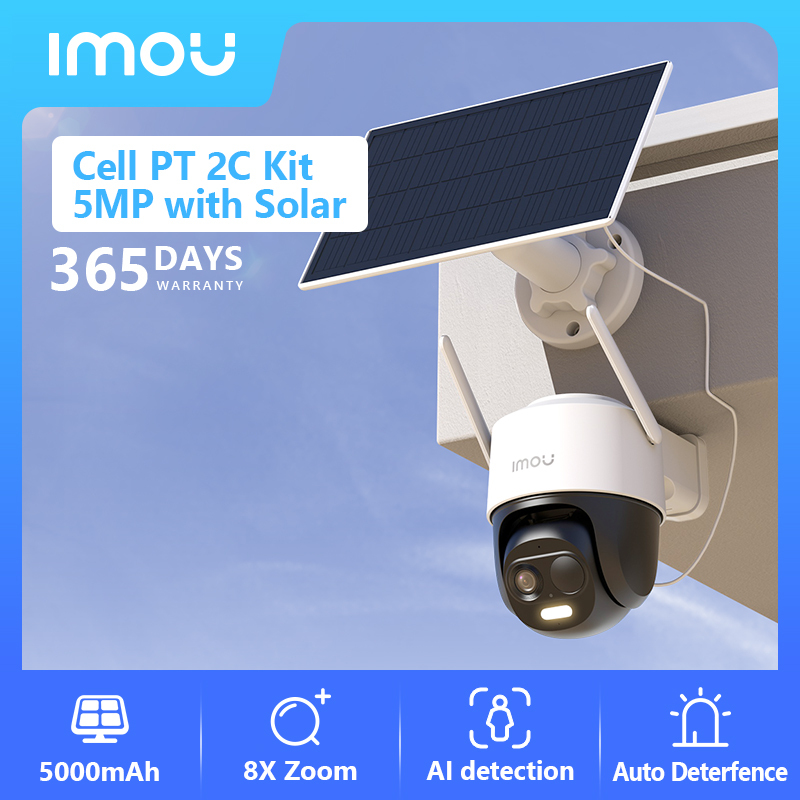 IMOU Cell PT 2C 5MP Solar Panel 3MP Wi-Fi Camera 5000mAh Battery Human Detection IP66 Weatherproof Home Security Camera Type-C