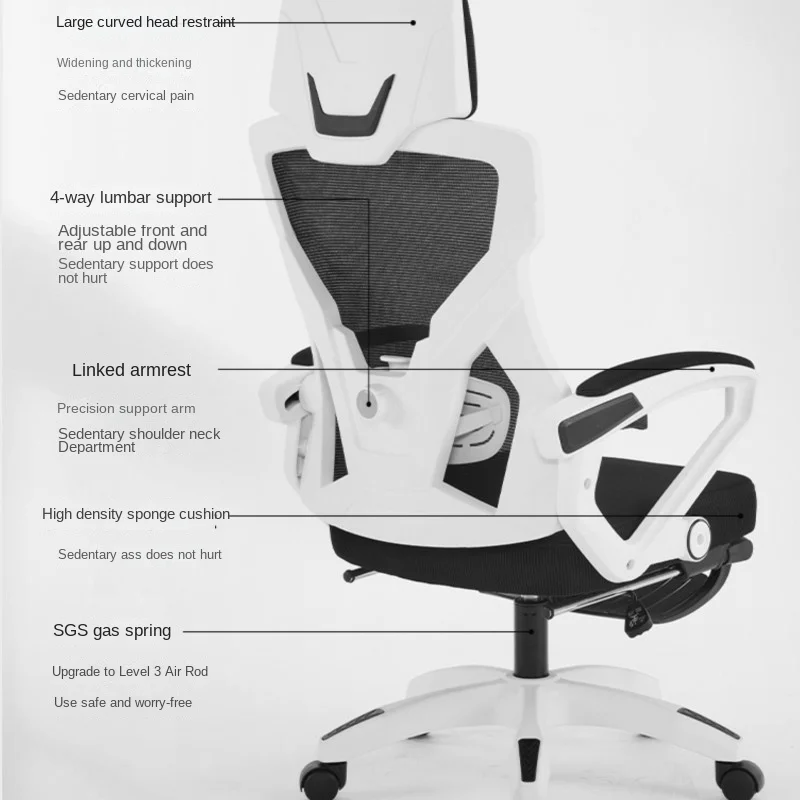 Sedia da Gaming Ergonomica con Poggiapiedi, Sedia da Ufficio Reclinabile con Schienale Alto, Supporto Lombare Regolabile, Sedia Girevole da Scrivania - immagine 6