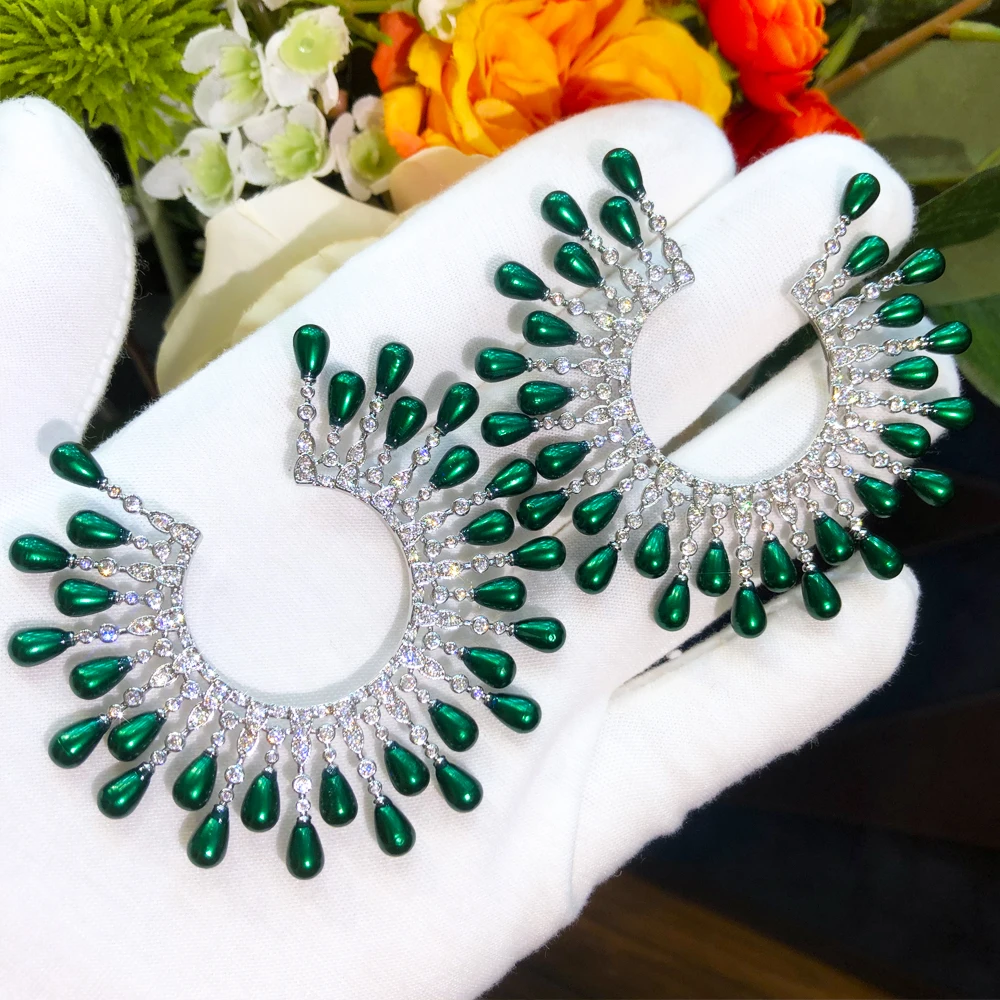 Kellybola New Big Shiny Earrings For Women Bridal Wedding Girl Daily Surper Jewelry High Quality Facebook Ins Trendy Classic