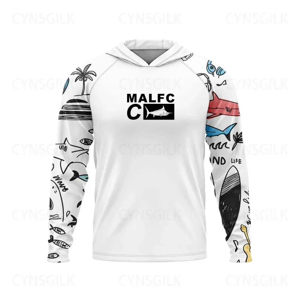MALFC Women Men Hood Fishing Shirt long sleeve fishing t shirt uv protection Fishing Apparel