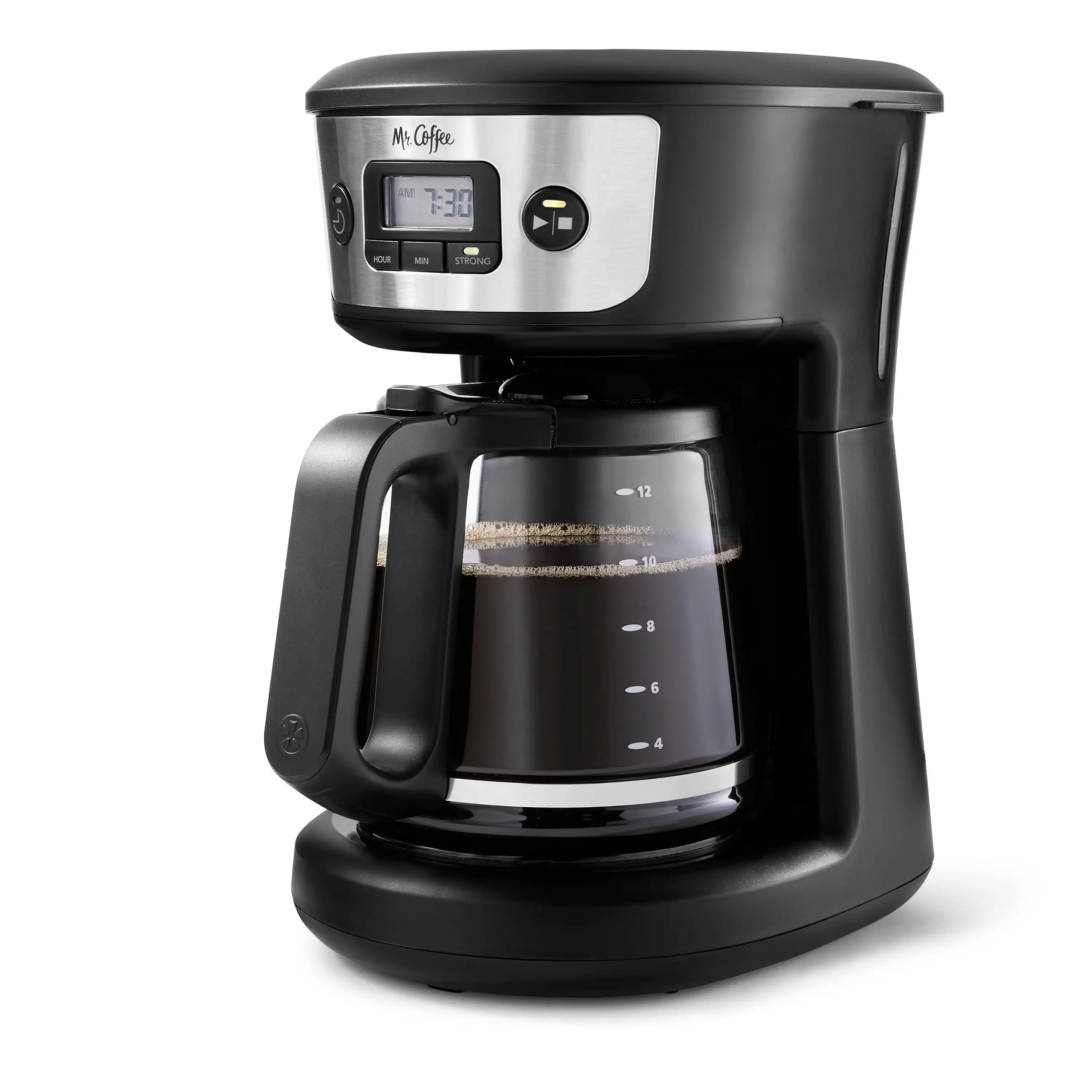 Mr. Coffee - 12-Cup Programmable Coffee Maker with Strong Brew Selector - Stainless Steel