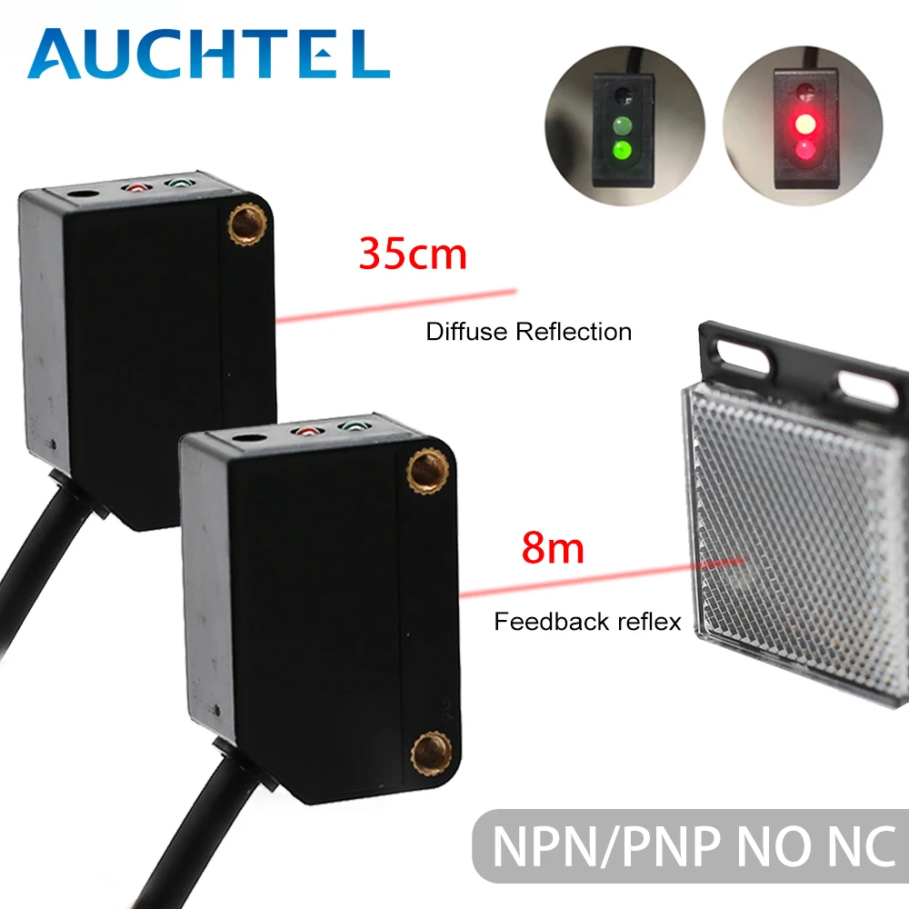 Square Laser Sensor 35cm Adjustable NPN PNP Mirror Lens