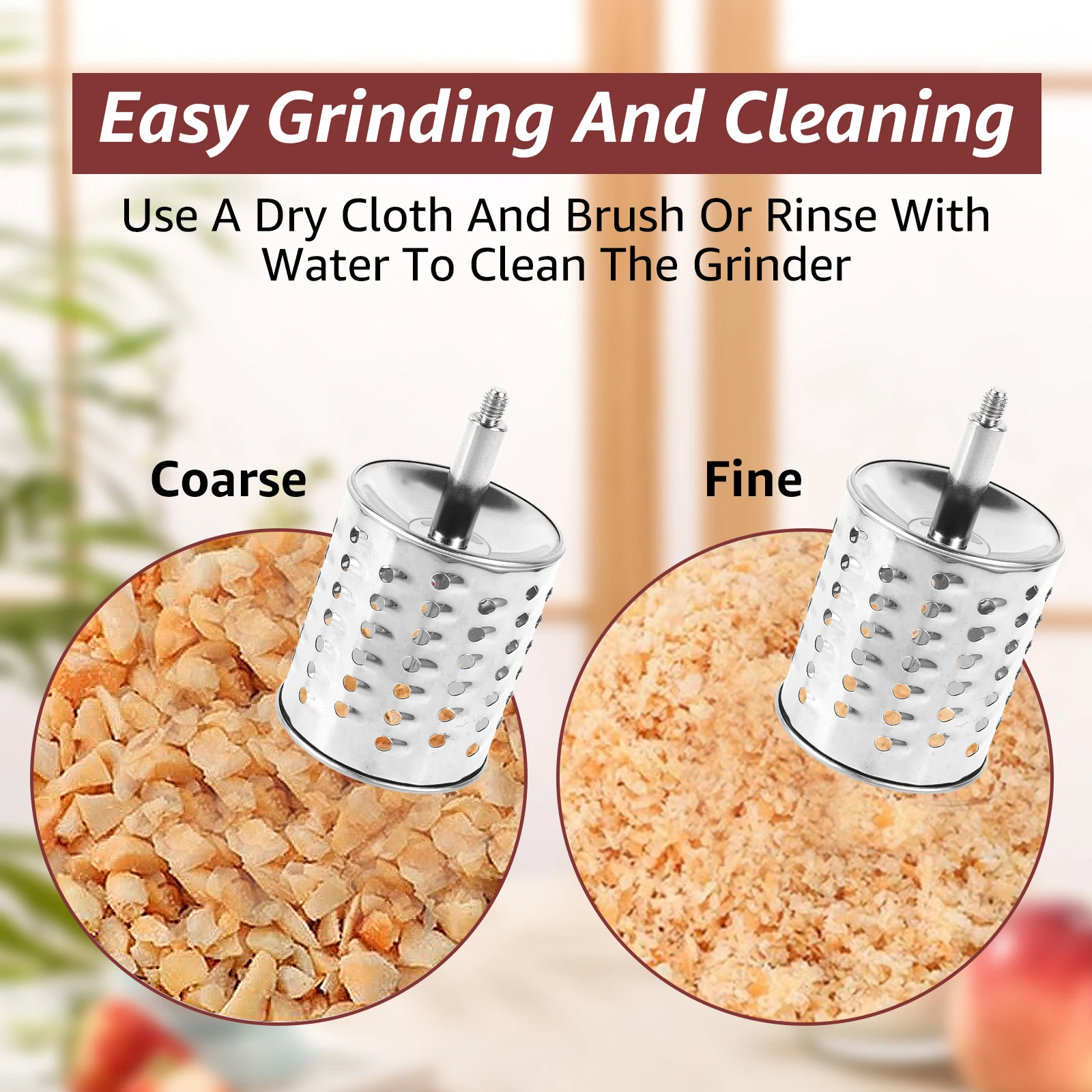 Hand Crank Grain Mill Manual Food Grinder with 2 Replacement Blades Hand Mill Grinder for Nut Spice Wheat Coffee Kitchen Tools