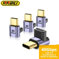 USB C 90 Degree Adapter with USB4 40Gbps and 100W Power Delivery (1Pcs)
