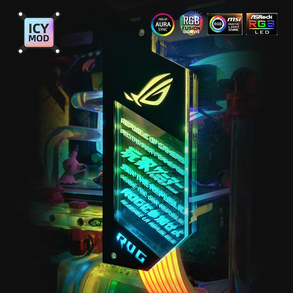 ATX Chassis IO Panel DIY ROG Belief PC Gamer Refit ARGB MOBO Decoration 5V/12V Customize Motherboard Cover Liquid Cooling SYNC