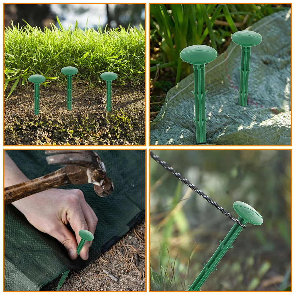 150pcs Ground Stakes Plastic Garden Spikes Landscape Pegs Tent Fixing Tools Camping Stakes Greenhouse Gardening