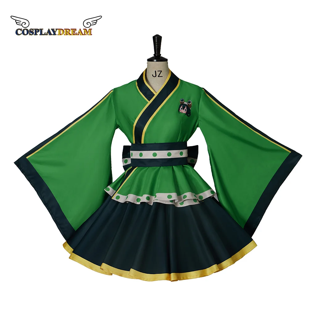 

My Hero Academia Froppy Cosplay Asui Tsuyu Kimono Dress Fantasy Lolita Maid Costume Uniform Outfit Women Female Halloween