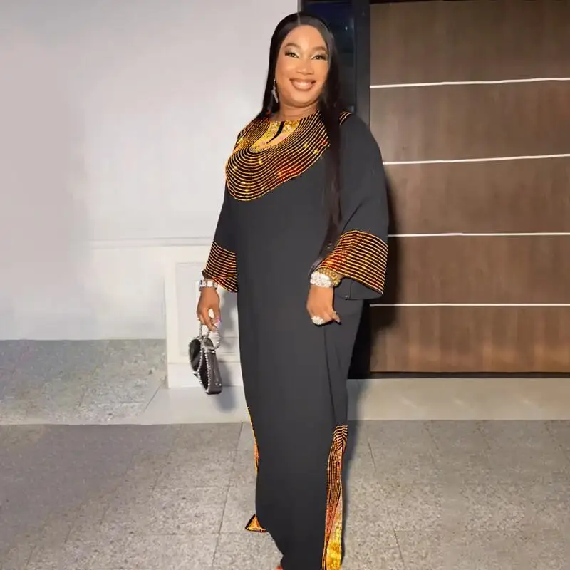 Africa Plus-size Dress High Quality Middle East Muslim Heavy Iron Drill Saudi Party Fashion Trend High Sense Women's Long Robe
