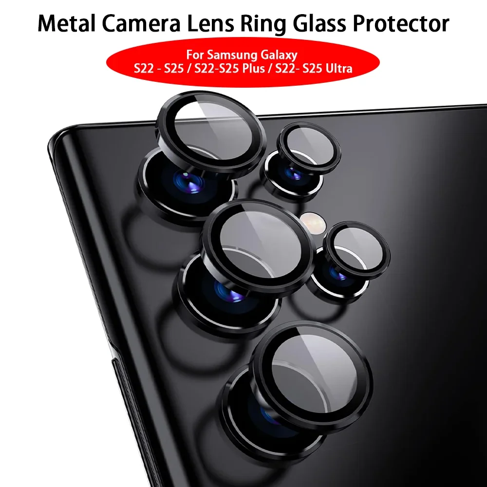 Premium Camera Lens Ring Glass Case with Screen Protector - Metal Lens Cover